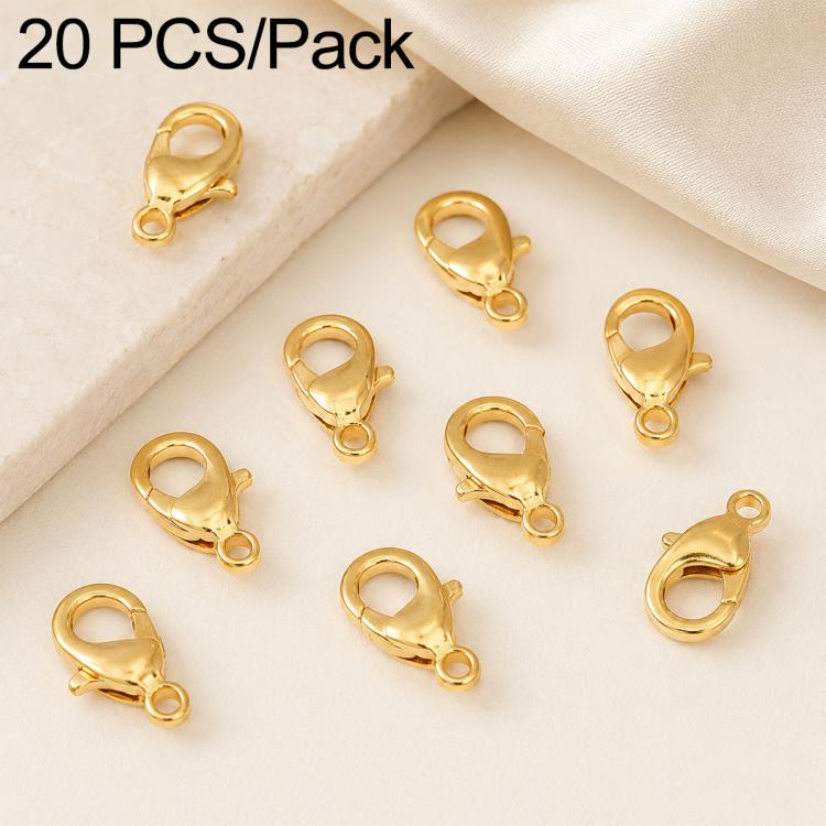 Confezione da 20 pezzi di chiusure a moschettone placcate in oro per bracciali e collane, fibbie a molla per la creazione di gioielli fai da te., 301#10mm, 302#12mm, 901#10mm, 902#12mm