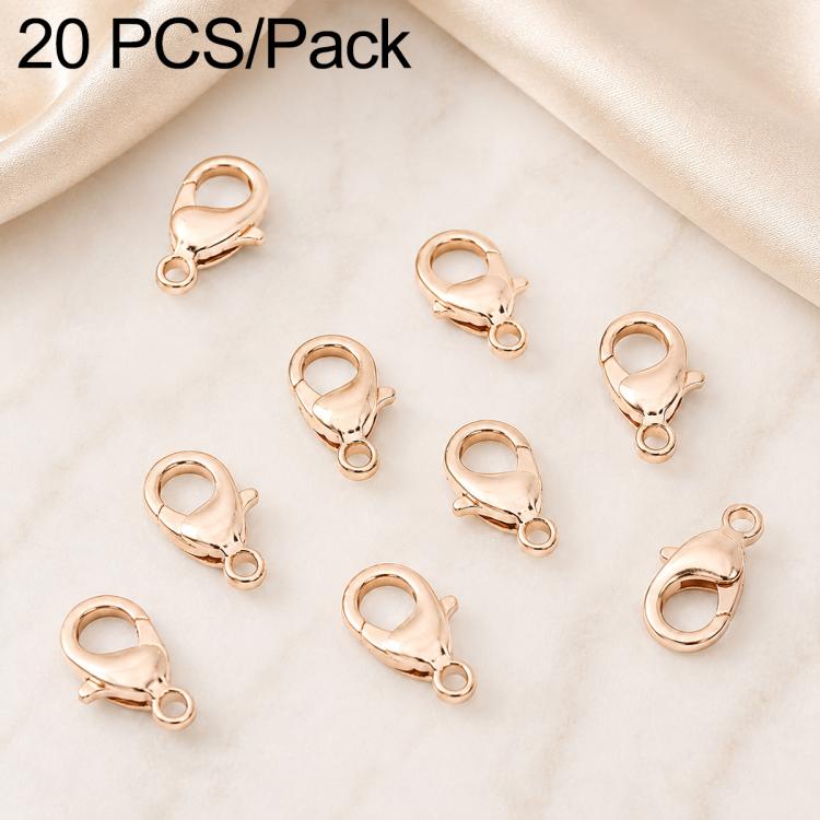 Confezione da 20 pezzi di chiusure a moschettone placcate in oro per bracciali e collane, fibbie a molla per la creazione di gioielli fai da te., 301#10mm, 302#12mm, 901#10mm, 902#12mm