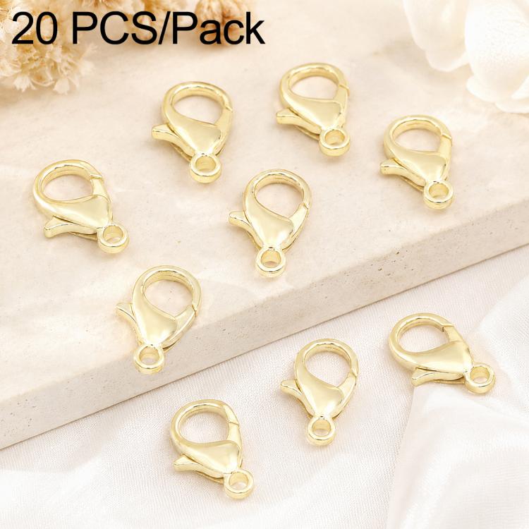 Confezione da 20 pezzi di chiusure a moschettone placcate in oro per bracciali e collane, fibbie a molla per la creazione di gioielli fai da te., 303#14mm