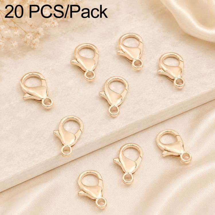 Confezione da 20 pezzi di chiusure a moschettone placcate in oro per bracciali e collane, fibbie a molla per la creazione di gioielli fai da te., 303#14mm