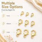 Confezione da 20 pezzi di chiusure a moschettone placcate in oro per bracciali e collane, fibbie a molla per la creazione di gioielli fai da te., 303#14mm