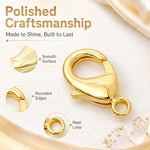 Confezione da 20 pezzi di chiusure a moschettone placcate in oro per bracciali e collane, fibbie a molla per la creazione di gioielli fai da te., 301#10mm, 302#12mm, 901#10mm, 902#12mm