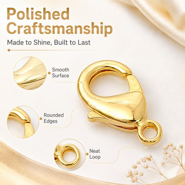 Confezione da 20 pezzi di chiusure a moschettone placcate in oro per bracciali e collane, fibbie a molla per la creazione di gioielli fai da te., 303#14mm