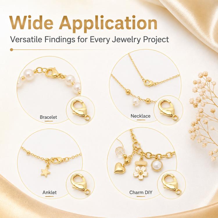 Confezione da 20 pezzi di chiusure a moschettone placcate in oro per bracciali e collane, fibbie a molla per la creazione di gioielli fai da te., 303#14mm