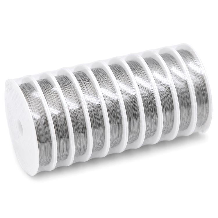 10 pezzi/confezione Filo per perline in acciaio inossidabile Filo per gioielli Filo per artigianato per la creazione di gioielli Forniture per lavori artigianali, 0.38mm, 0.45mm