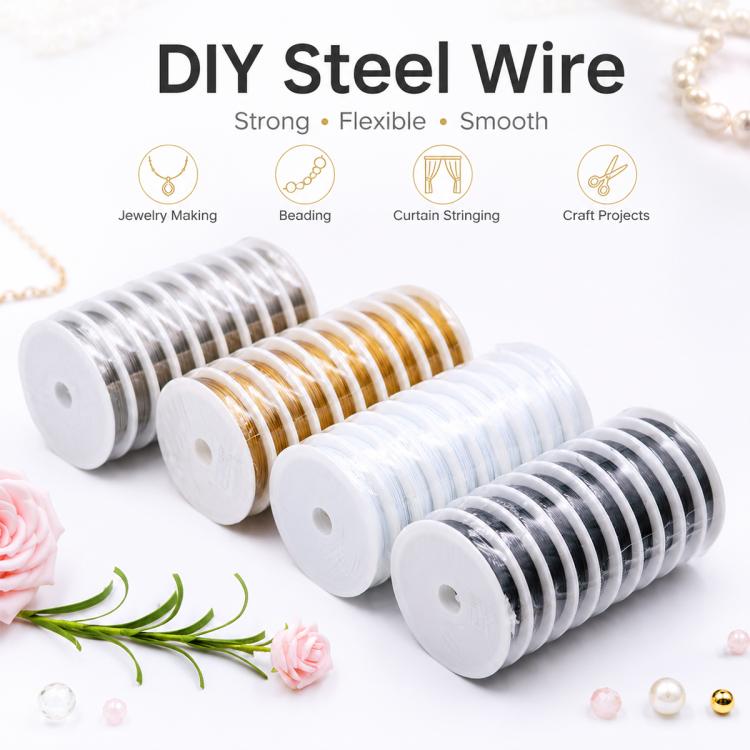10 pezzi/confezione Filo per perline in acciaio inossidabile Filo per gioielli Filo per artigianato per la creazione di gioielli Forniture per lavori artigianali, 0.38mm, 0.45mm