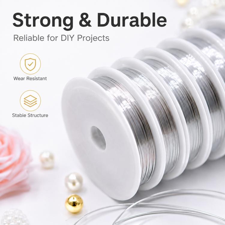 10 pezzi/confezione Filo per perline in acciaio inossidabile Filo per gioielli Filo per artigianato per la creazione di gioielli Forniture per lavori artigianali, 0.38mm, 0.45mm