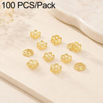Confezione da 100 pezzi di copriperline a forma di fiore cavo placcati in oro, distanziatori per la creazione di gioielli fai da te., Smooth 5-Petal 4mm, 6-Petal Cap 4.5mm, 6-Petal Cap 5mm, 8-Petal 6mm, 8-Petal 8mm, 12-Petal 4mm, 12-Petal 6mm          ...