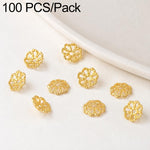 Confezione da 100 pezzi di copriperline a forma di fiore cavo placcati in oro, distanziatori per la creazione di gioielli fai da te., Smooth 5-Petal 4mm, 6-Petal Cap 4.5mm, 6-Petal Cap 5mm, 8-Petal 6mm, 8-Petal 8mm, 12-Petal 4mm, 12-Petal 6mm          ...