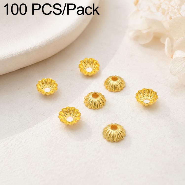 Confezione da 100 pezzi di copriperline a forma di fiore cavo placcati in oro, distanziatori per la creazione di gioielli fai da te., Smooth 5-Petal 4mm, 6-Petal Cap 4.5mm, 6-Petal Cap 5mm, 8-Petal 6mm, 8-Petal 8mm, 12-Petal 4mm, 12-Petal 6mm          ...