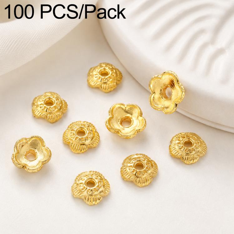 Confezione da 100 pezzi di copriperline a forma di fiore cavo placcati in oro, distanziatori per la creazione di gioielli fai da te., Smooth 5-Petal 4mm, 6-Petal Cap 4.5mm, 6-Petal Cap 5mm, 8-Petal 6mm, 8-Petal 8mm, 12-Petal 4mm, 12-Petal 6mm          ...