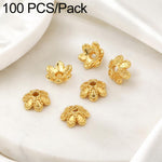 Confezione da 100 pezzi di copriperline a forma di fiore cavo placcati in oro, distanziatori per la creazione di gioielli fai da te., Smooth 5-Petal 4mm, 6-Petal Cap 4.5mm, 6-Petal Cap 5mm, 8-Petal 6mm, 8-Petal 8mm, 12-Petal 4mm, 12-Petal 6mm          ...