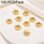 Confezione da 100 pezzi di copriperline a forma di fiore cavo placcati in oro, distanziatori per la creazione di gioielli fai da te., Smooth 5-Petal 4mm, 6-Petal Cap 4.5mm, 6-Petal Cap 5mm, 8-Petal 6mm, 8-Petal 8mm, 12-Petal 4mm, 12-Petal 6mm          ...