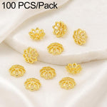 Confezione da 100 pezzi di copriperline a forma di fiore cavo placcati in oro, distanziatori per la creazione di gioielli fai da te., Smooth 5-Petal 4mm, 6-Petal Cap 4.5mm, 6-Petal Cap 5mm, 8-Petal 6mm, 8-Petal 8mm, 12-Petal 4mm, 12-Petal 6mm          ...