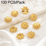 Confezione da 100 pezzi di copriperline a forma di fiore cavo placcati in oro, distanziatori per la creazione di gioielli fai da te., Smooth 5-Petal 4mm, 6-Petal Cap 4.5mm, 6-Petal Cap 5mm, 8-Petal 6mm, 8-Petal 8mm, 12-Petal 4mm, 12-Petal 6mm          ...