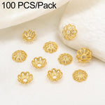 Confezione da 100 pezzi di copriperline a forma di fiore cavo placcati in oro, distanziatori per la creazione di gioielli fai da te., Smooth 5-Petal 4mm, 6-Petal Cap 4.5mm, 6-Petal Cap 5mm, 8-Petal 6mm, 8-Petal 8mm, 12-Petal 4mm, 12-Petal 6mm          ...