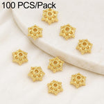Confezione da 100 pezzi di copriperline a forma di fiore cavo placcati in oro, distanziatori per la creazione di gioielli fai da te., Smooth 5-Petal 4mm, 6-Petal Cap 4.5mm, 6-Petal Cap 5mm, 8-Petal 6mm, 8-Petal 8mm, 12-Petal 4mm, 12-Petal 6mm          ...
