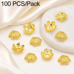 Confezione da 100 pezzi di copriperline a forma di fiore cavo placcati in oro, distanziatori per la creazione di gioielli fai da te., Smooth 5-Petal 4mm, 6-Petal Cap 4.5mm, 6-Petal Cap 5mm, 8-Petal 6mm, 8-Petal 8mm, 12-Petal 4mm, 12-Petal 6mm          ...