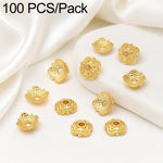 Confezione da 100 pezzi di copriperline a forma di fiore cavo placcati in oro, distanziatori per la creazione di gioielli fai da te., Smooth 5-Petal 4mm, 6-Petal Cap 4.5mm, 6-Petal Cap 5mm, 8-Petal 6mm, 8-Petal 8mm, 12-Petal 4mm, 12-Petal 6mm          ...