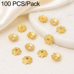 Confezione da 100 pezzi di copriperline a forma di fiore cavo placcati in oro, distanziatori per la creazione di gioielli fai da te., Multi-Petal 8-Petal 10mm, Hollow Smooth 6-Petal 7mm, 4-Petal 6mm, 5-Petal Flower Cap 6mm, 5-Petal Flower Cap 8mm      ...