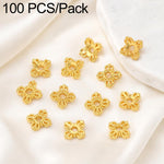 Confezione da 100 pezzi di copriperline a forma di fiore cavo placcati in oro, distanziatori per la creazione di gioielli fai da te., Multi-Petal 8-Petal 10mm, Hollow Smooth 6-Petal 7mm, 4-Petal 6mm, 5-Petal Flower Cap 6mm, 5-Petal Flower Cap 8mm      ...