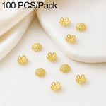Confezione da 100 pezzi di copriperline a forma di fiore cavo placcati in oro, distanziatori per la creazione di gioielli fai da te., Multi-Petal 8-Petal 10mm, Hollow Smooth 6-Petal 7mm, 4-Petal 6mm, 5-Petal Flower Cap 6mm, 5-Petal Flower Cap 8mm      ...