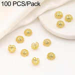 Confezione da 100 pezzi di copriperline a forma di fiore cavo placcati in oro, distanziatori per la creazione di gioielli fai da te., Multi-Petal 8-Petal 10mm, Hollow Smooth 6-Petal 7mm, 4-Petal 6mm, 5-Petal Flower Cap 6mm, 5-Petal Flower Cap 8mm      ...
