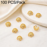 Confezione da 100 pezzi di copriperline a forma di fiore cavo placcati in oro, distanziatori per la creazione di gioielli fai da te., Multi-Petal 8-Petal 10mm, Hollow Smooth 6-Petal 7mm, 4-Petal 6mm, 5-Petal Flower Cap 6mm, 5-Petal Flower Cap 8mm      ...