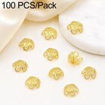 Confezione da 100 pezzi di copriperline a forma di fiore cavo placcati in oro, distanziatori per la creazione di gioielli fai da te., Multi-Petal 8-Petal 10mm, Hollow Smooth 6-Petal 7mm, 4-Petal 6mm, 5-Petal Flower Cap 6mm, 5-Petal Flower Cap 8mm      ...