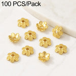 Confezione da 100 pezzi di copriperline a forma di fiore cavo placcati in oro, distanziatori per la creazione di gioielli fai da te., Multi-Petal 8-Petal 10mm, Hollow Smooth 6-Petal 7mm, 4-Petal 6mm, 5-Petal Flower Cap 6mm, 5-Petal Flower Cap 8mm      ...