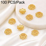 Confezione da 100 pezzi di copriperline a forma di fiore cavo placcati in oro, distanziatori per la creazione di gioielli fai da te., Multi-Petal 8-Petal 10mm, Hollow Smooth 6-Petal 7mm, 4-Petal 6mm, 5-Petal Flower Cap 6mm, 5-Petal Flower Cap 8mm      ...