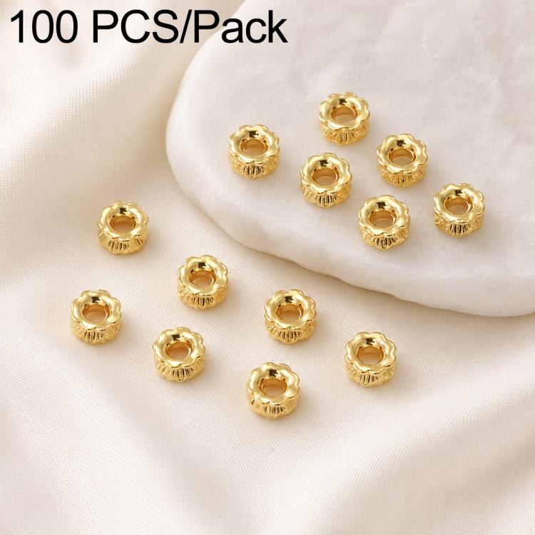 Confezione da 100 pezzi di copriperline a forma di fiore cavo placcati in oro, distanziatori per la creazione di gioielli fai da te., Multi-Petal 8-Petal 10mm, Hollow Smooth 6-Petal 7mm, 4-Petal 6mm, 5-Petal Flower Cap 6mm, 5-Petal Flower Cap 8mm      ...