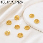 Confezione da 100 pezzi di copriperline a forma di fiore cavo placcati in oro, distanziatori per la creazione di gioielli fai da te., Circular Hollow 10mm, Solid Vertical Striped Bead Cap 8mm, 8-Pointed Star Flower Cap 8mm, 8-Pointed Star Flower Cap 11...