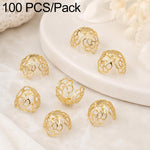Confezione da 100 pezzi di copriperline a forma di fiore cavo placcati in oro, distanziatori per la creazione di gioielli fai da te., Circular Hollow 10mm, Solid Vertical Striped Bead Cap 8mm, 8-Pointed Star Flower Cap 8mm, 8-Pointed Star Flower Cap 11...