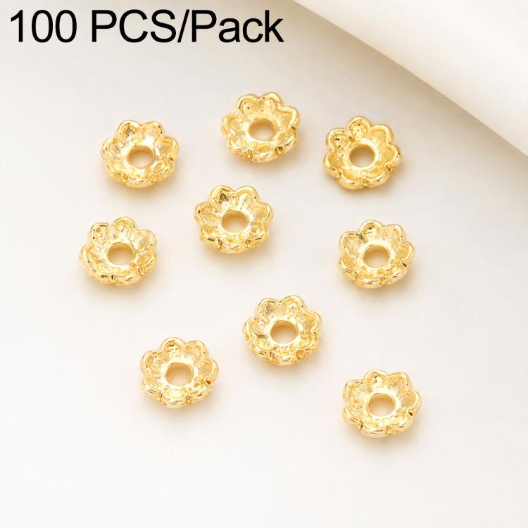 Confezione da 100 pezzi di copriperline a forma di fiore cavo placcati in oro, distanziatori per la creazione di gioielli fai da te., Circular Hollow 10mm, Solid Vertical Striped Bead Cap 8mm, 8-Pointed Star Flower Cap 8mm, 8-Pointed Star Flower Cap 11...