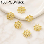 Confezione da 100 pezzi di copriperline a forma di fiore cavo placcati in oro, distanziatori per la creazione di gioielli fai da te., Circular Hollow 10mm, Solid Vertical Striped Bead Cap 8mm, 8-Pointed Star Flower Cap 8mm, 8-Pointed Star Flower Cap 11...