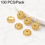 Confezione da 100 pezzi di copriperline a forma di fiore cavo placcati in oro, distanziatori per la creazione di gioielli fai da te., Circular Hollow 10mm, Solid Vertical Striped Bead Cap 8mm, 8-Pointed Star Flower Cap 8mm, 8-Pointed Star Flower Cap 11...