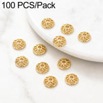 Confezione da 100 pezzi di copriperline a forma di fiore cavo placcati in oro, distanziatori per la creazione di gioielli fai da te., Circular Hollow 10mm, Solid Vertical Striped Bead Cap 8mm, 8-Pointed Star Flower Cap 8mm, 8-Pointed Star Flower Cap 11...