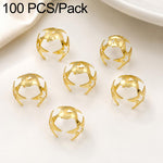 Confezione da 100 pezzi di copriperline a forma di fiore cavo placcati in oro, distanziatori per la creazione di gioielli fai da te., Circular Hollow 10mm, Solid Vertical Striped Bead Cap 8mm, 8-Pointed Star Flower Cap 8mm, 8-Pointed Star Flower Cap 11...