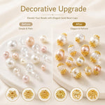 Confezione da 100 pezzi di copriperline a forma di fiore cavo placcati in oro, distanziatori per la creazione di gioielli fai da te., Multi-Petal 8-Petal 10mm, Hollow Smooth 6-Petal 7mm, 4-Petal 6mm, 5-Petal Flower Cap 6mm, 5-Petal Flower Cap 8mm      ...