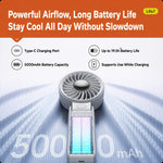 Ventilatore portatile pieghevole ad alta velocità JisuLife Life7, 3600mAh, 5000mAh
