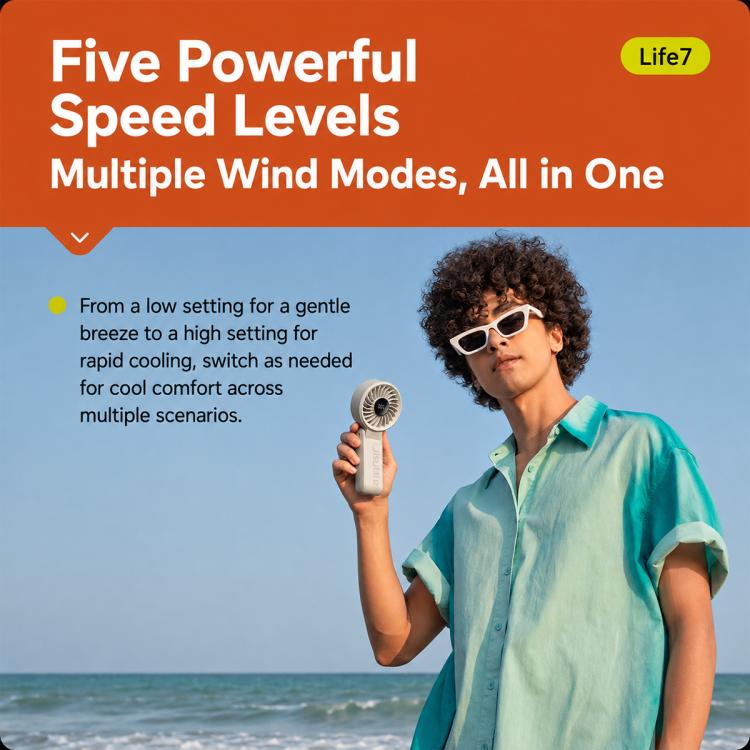 Ventilatore portatile pieghevole ad alta velocità JisuLife Life7, 3600mAh, 5000mAh