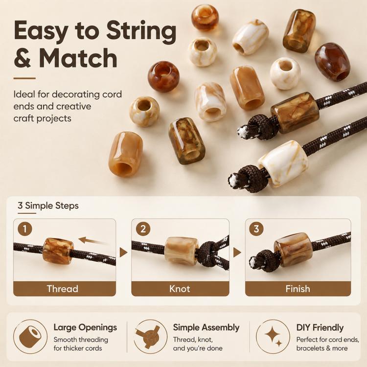 20 pezzi/confezione Perline acriliche a foro largo Accessori fai da te, Milk Coffee 12 x 10 mm, Caramel 12 x 10 mm, Earthy Brown 12 x 10 mm, Large Milk Coffee 15 x 13 mm, Milk Coffee 12 x 13 mm, Small Milk Coffee 10 x 8 mm, Milk Coffee 13 x 17 mm      ...