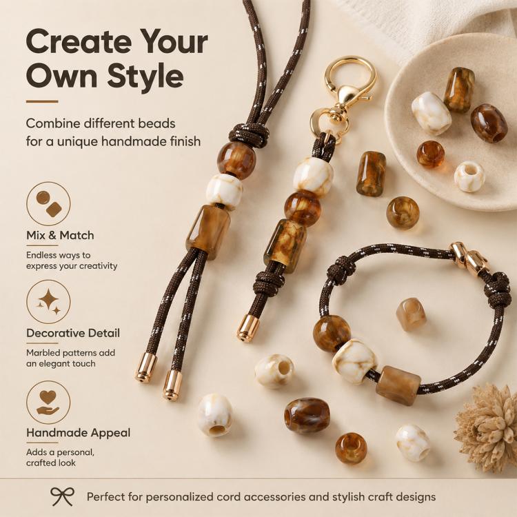 20 pezzi/confezione Perline acriliche a foro largo Accessori fai da te, Milk Coffee 12 x 10 mm, Caramel 12 x 10 mm, Earthy Brown 12 x 10 mm, Large Milk Coffee 15 x 13 mm, Milk Coffee 12 x 13 mm, Small Milk Coffee 10 x 8 mm, Milk Coffee 13 x 17 mm      ...
