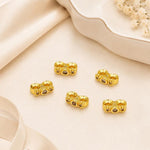 Confezione da 5 perline distanziatrici con foro e zirconi incastonati, placcate in oro, per la creazione di gioielli fai da te., Honeycomb Coin Zircon 4.5mm, Dual-Hole Zircon Bead, Zircon Heart-Shaped Bead, Planet Orbit Zircon, Zircon Spacer 6mm       ...