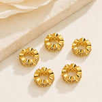 Confezione da 5 perline distanziatrici con foro e zirconi incastonati, placcate in oro, per la creazione di gioielli fai da te., Honeycomb Coin Zircon 4.5mm, Dual-Hole Zircon Bead, Zircon Heart-Shaped Bead, Planet Orbit Zircon, Zircon Spacer 6mm       ...