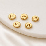 Confezione da 5 perline distanziatrici con foro e zirconi incastonati, placcate in oro, per la creazione di gioielli fai da te., Honeycomb Coin Zircon 4.5mm, Dual-Hole Zircon Bead, Zircon Heart-Shaped Bead, Planet Orbit Zircon, Zircon Spacer 6mm       ...