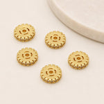Confezione da 5 perline distanziatrici con foro e zirconi incastonati, placcate in oro, per la creazione di gioielli fai da te., Honeycomb Coin Zircon 4.5mm, Dual-Hole Zircon Bead, Zircon Heart-Shaped Bead, Planet Orbit Zircon, Zircon Spacer 6mm       ...