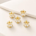 Confezione da 5 perline distanziatrici con foro e zirconi incastonati, placcate in oro, per la creazione di gioielli fai da te., Honeycomb Coin Zircon 4.5mm, Dual-Hole Zircon Bead, Zircon Heart-Shaped Bead, Planet Orbit Zircon, Zircon Spacer 6mm       ...