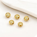 Confezione da 5 perline distanziatrici con foro e zirconi incastonati, placcate in oro, per la creazione di gioielli fai da te., Honeycomb Coin Zircon 4.5mm, Dual-Hole Zircon Bead, Zircon Heart-Shaped Bead, Planet Orbit Zircon, Zircon Spacer 6mm       ...